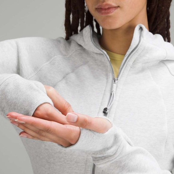 Lululemon Scuba Full-Zip Cropped Hoodie Heathered Core Ultra Light Grey Size 6 - Picture 15 of 16